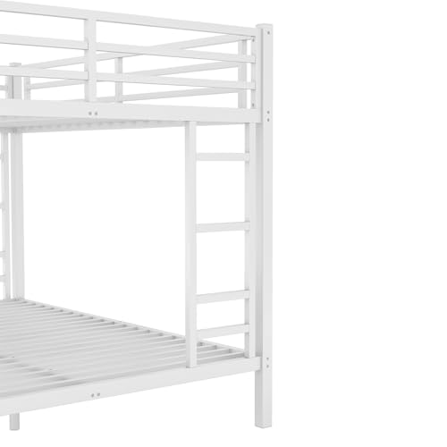 Heavy Duty Bunk Bed Frame with Ladder, Twin XL Over Twin XL Bunk Beds with Safety Guardrails, Adults Bunk Beds with Noise-Reducing Rubber Stoppers