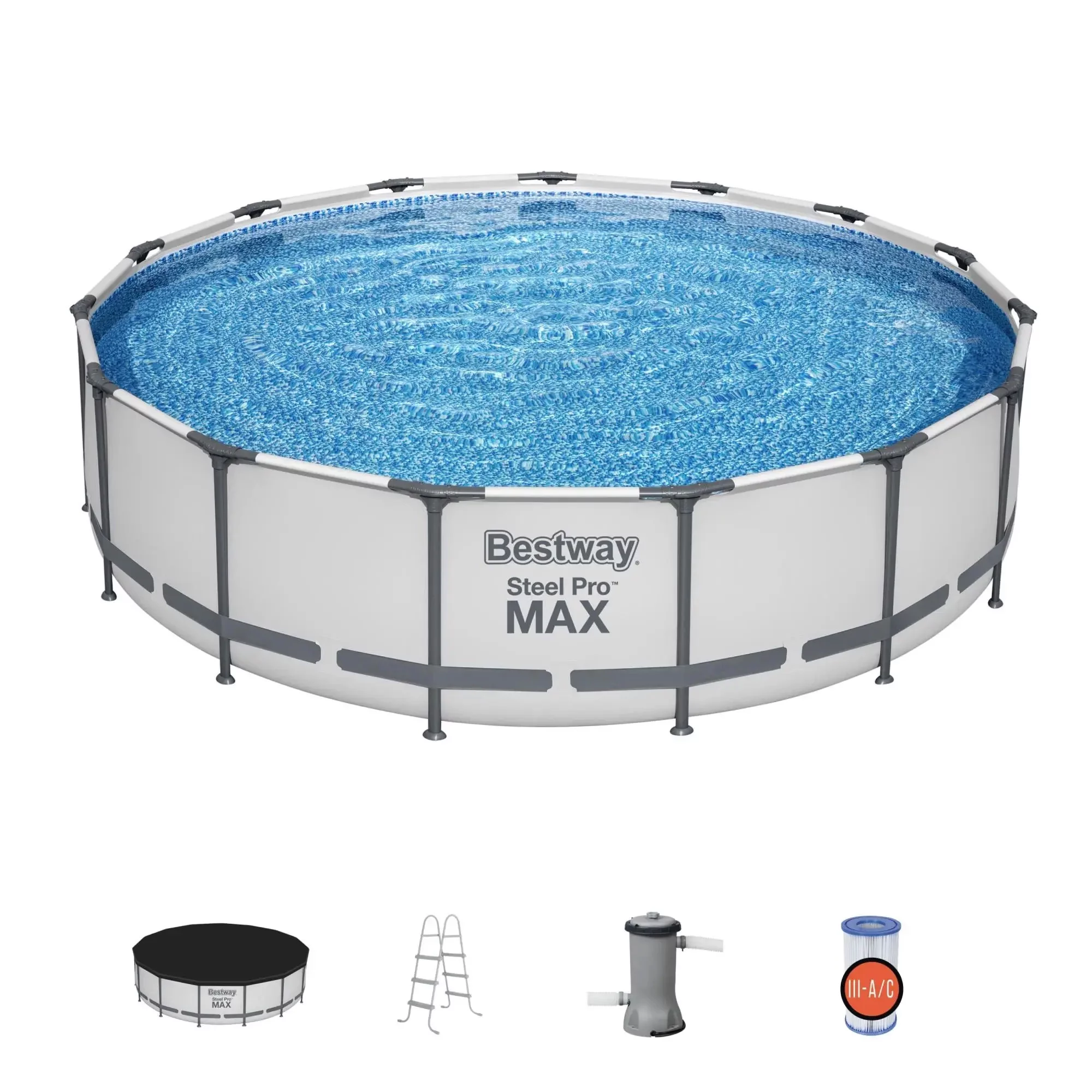 Bestway Steel Pro Max 15'x42 Round Frame Above Ground Pool w/ Filter Pump(Used)