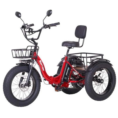 Electric Tricycle for Adults, 750W(Peak 1350W), 48V13Ah Ebike, 20"x4.0" Aluminum Folding Fat Tire 3 Wheel Electric Trike, Max 20MPH Hydraulic Brake