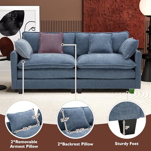 Ihanherry 111.4" U Shaped Modern Cloud Sofa Modular Sectional Couch with 2 Ottoman, 5-Seat Chenille Deep Seat Sofa with Pillow for Living Room
