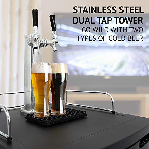 Ivation Full Size Kegerator | Dual Tap Draft Beer Dispenser & Universal Beverage Cooler | Mounted CO2 Cylinder, Temperature Control