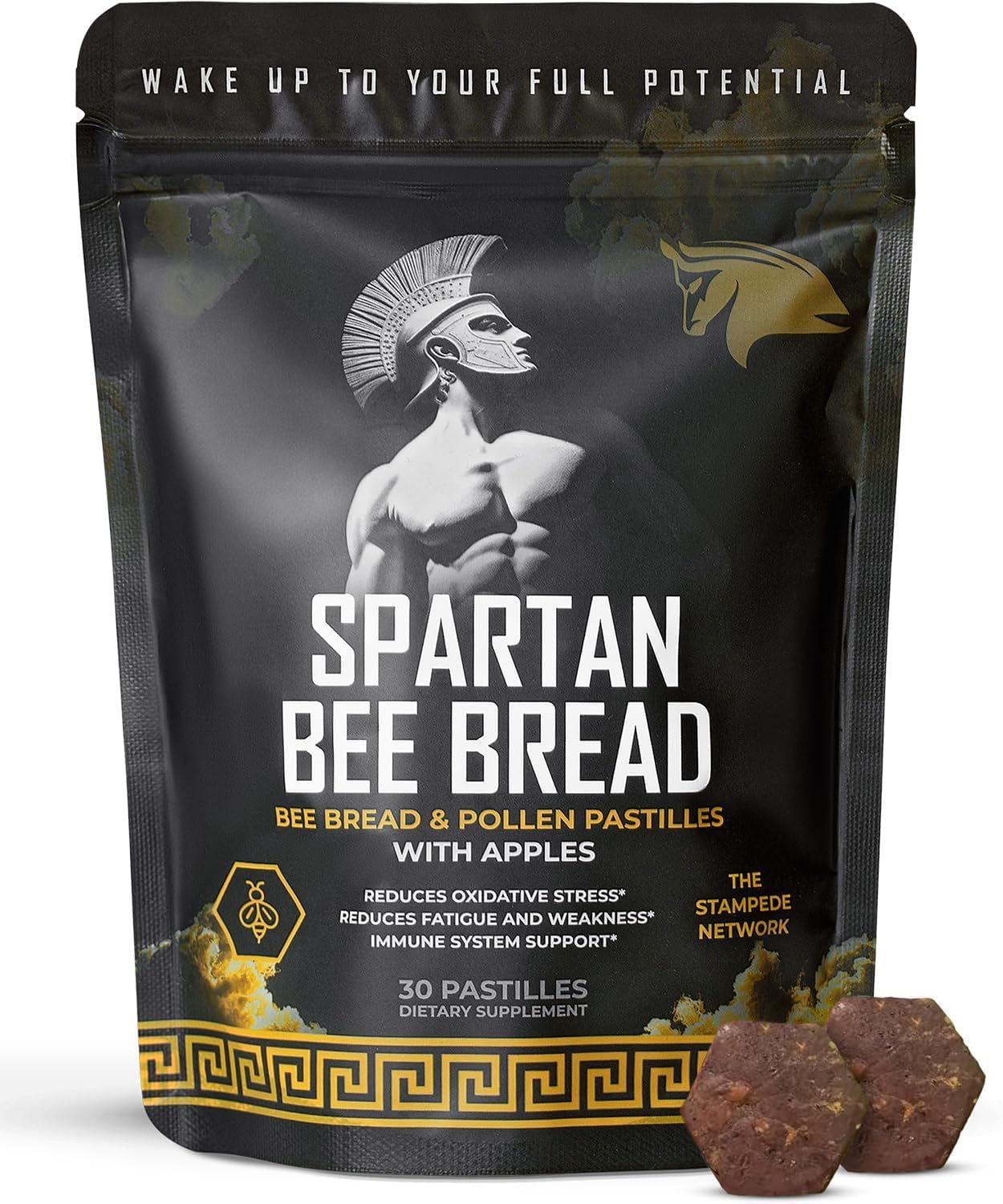 Spartan Bee Bread Chewables Natural Multivitamin | High Absorption Organic Bee Pollen & Honey | Fermented By Bees For Energy, Vitality, Sleep