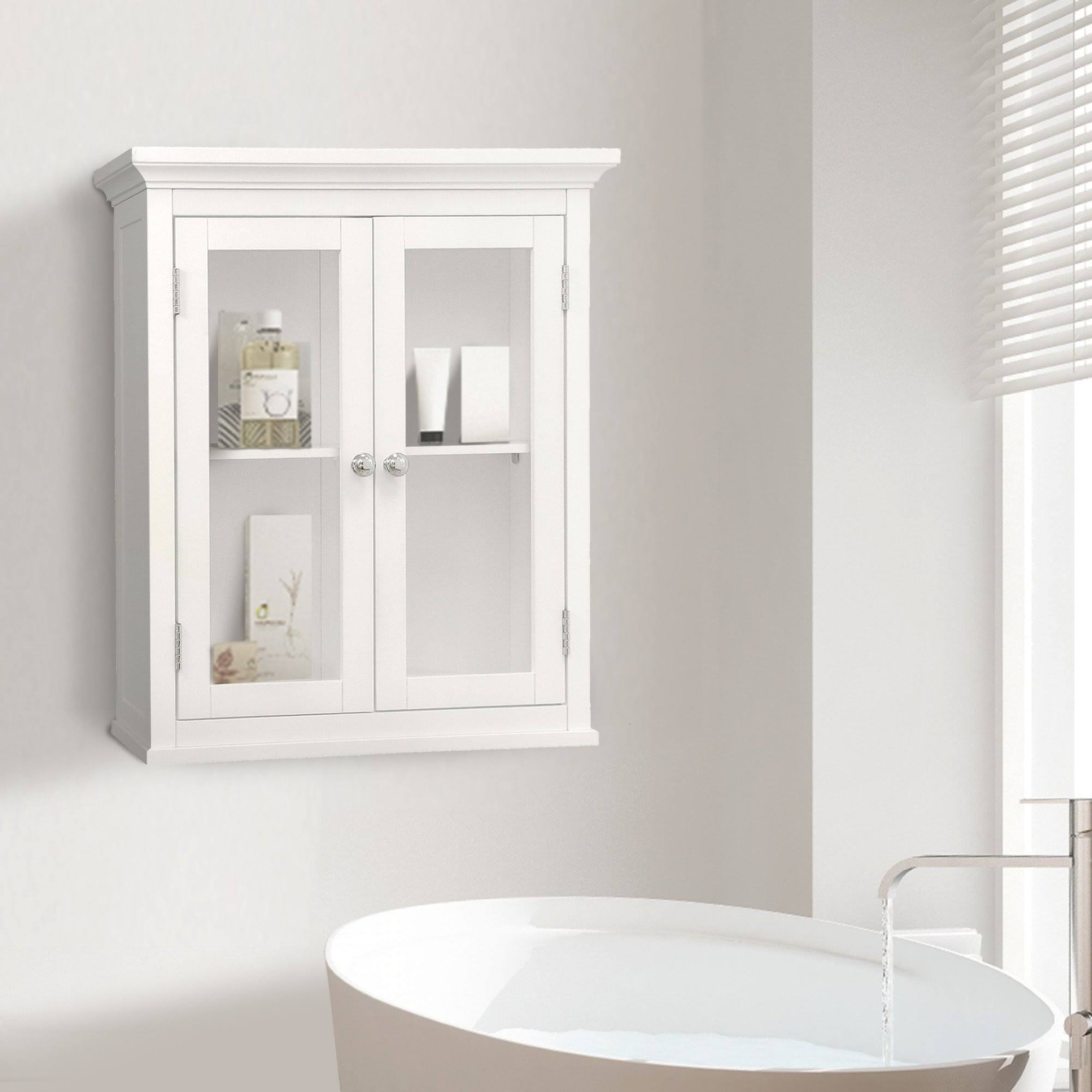 Elegant Home Fashions 7046 Madison White Wall Cabinet with 2 Doors