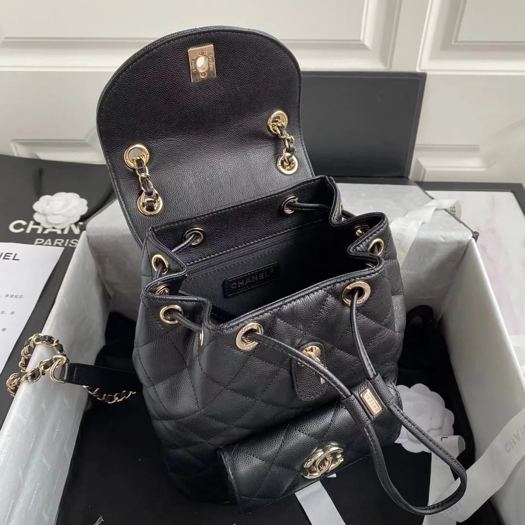 Chanel Duma Backpack Gold Toned Hardware Black For Women, Women&rsquo;s Bags, Shoulder Bags 9.4in/24cm AS1371
