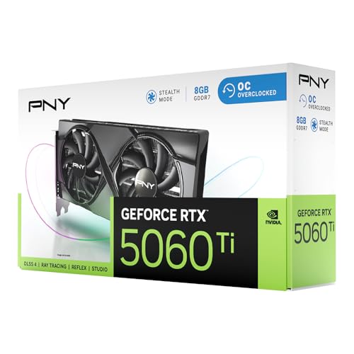 PNY NVIDIA GeForce RTX&trade; 5060 Ti 16GB Overclocked Dual Fan Graphics Card (DLSS 4, PCIe&reg; 5.0, HDMI&reg;/DP 2.1, 2-Slot)