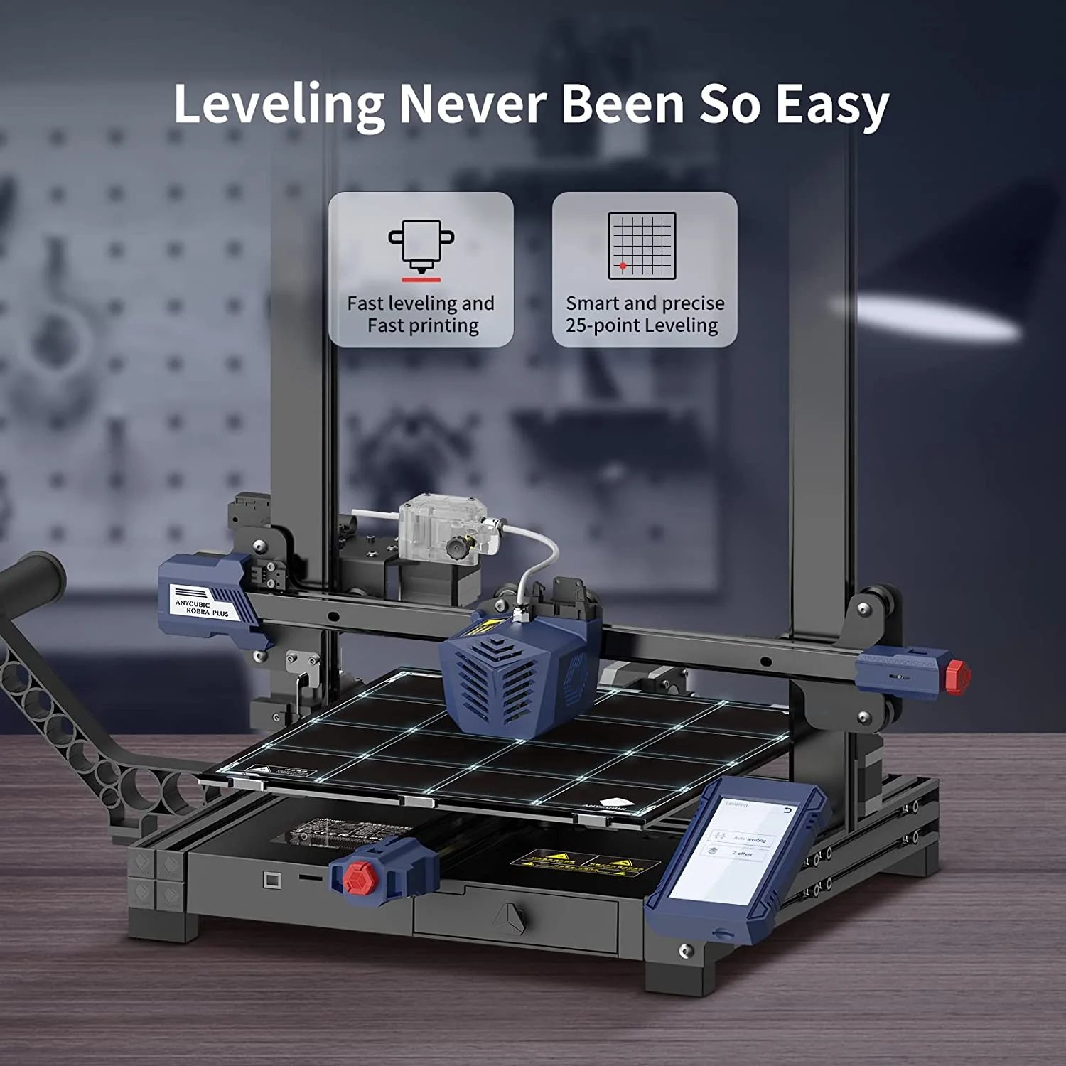 Anycubic 3D Printer Kobra Plus Auto Leveling, Large 3D Printer with Smart Precise 25-Point Leveling, Large Build Volume 13.8x11.8x11.8inch