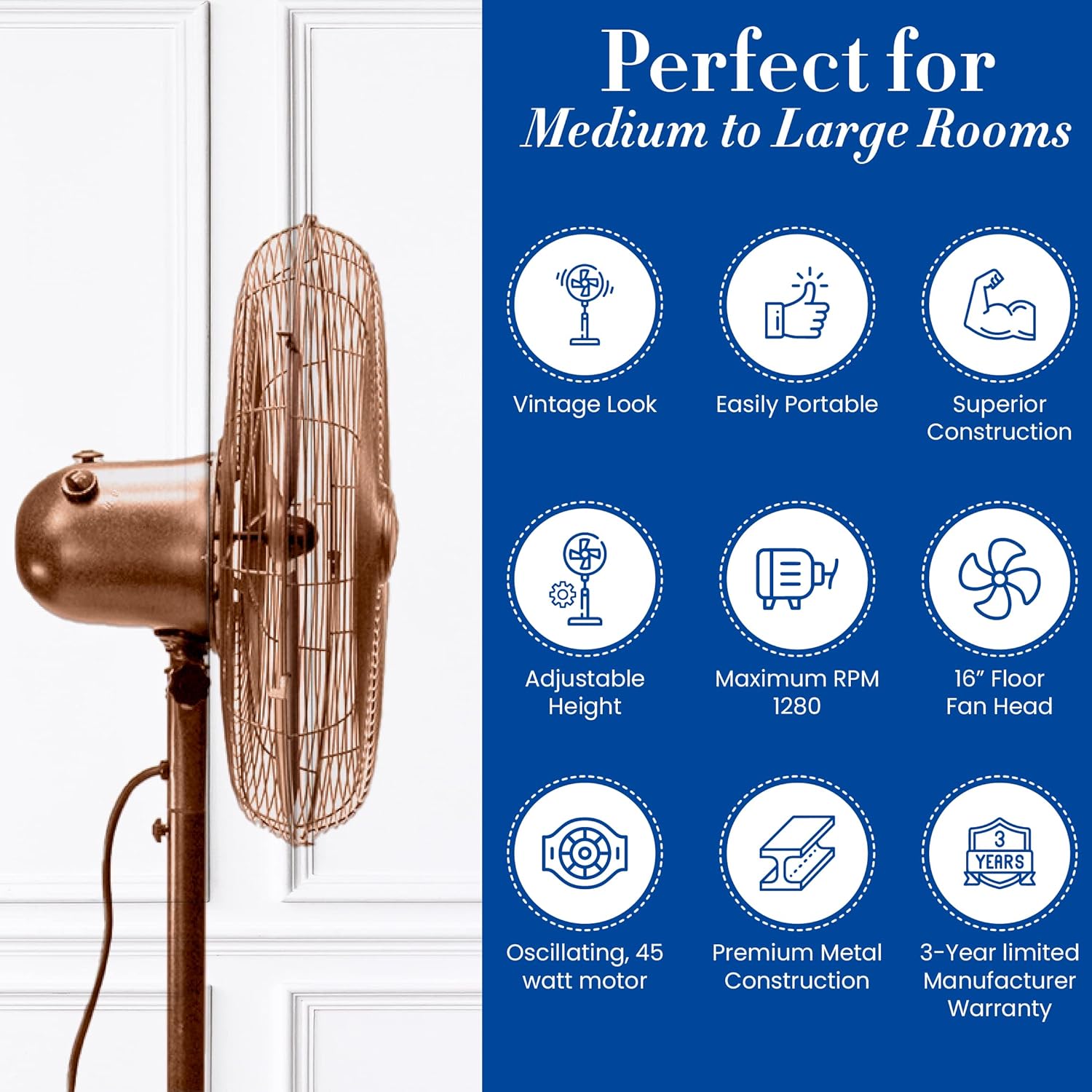 Deco Breeze Oscillating Outdoor Fan with Misting Kit, 3-Cooling Speed Misting Fan with High RPM, Adjustable and Portable Misting Fan