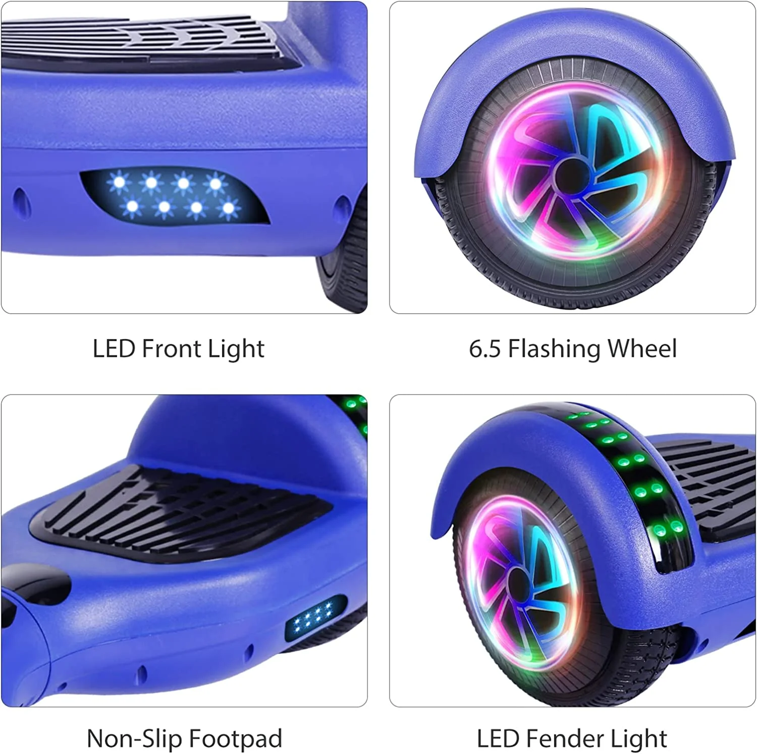 Hoverboard, 6.5" Two-Wheel Self-Balancing Hover Board with Bluetooth Speakers and Fashion LED Lights for Kids - Curated Treasures Market