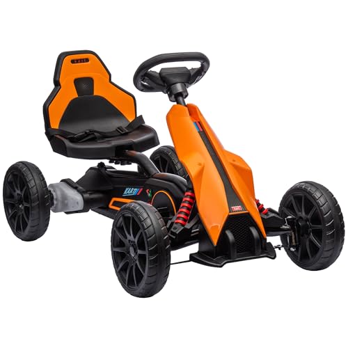Aosom 12V Electric Go Kart for Kids, Outdoor Ride-On Toy with Forward Backward Drive & Adjustable Speed, Gift for Child 3-8 Years Old, White
