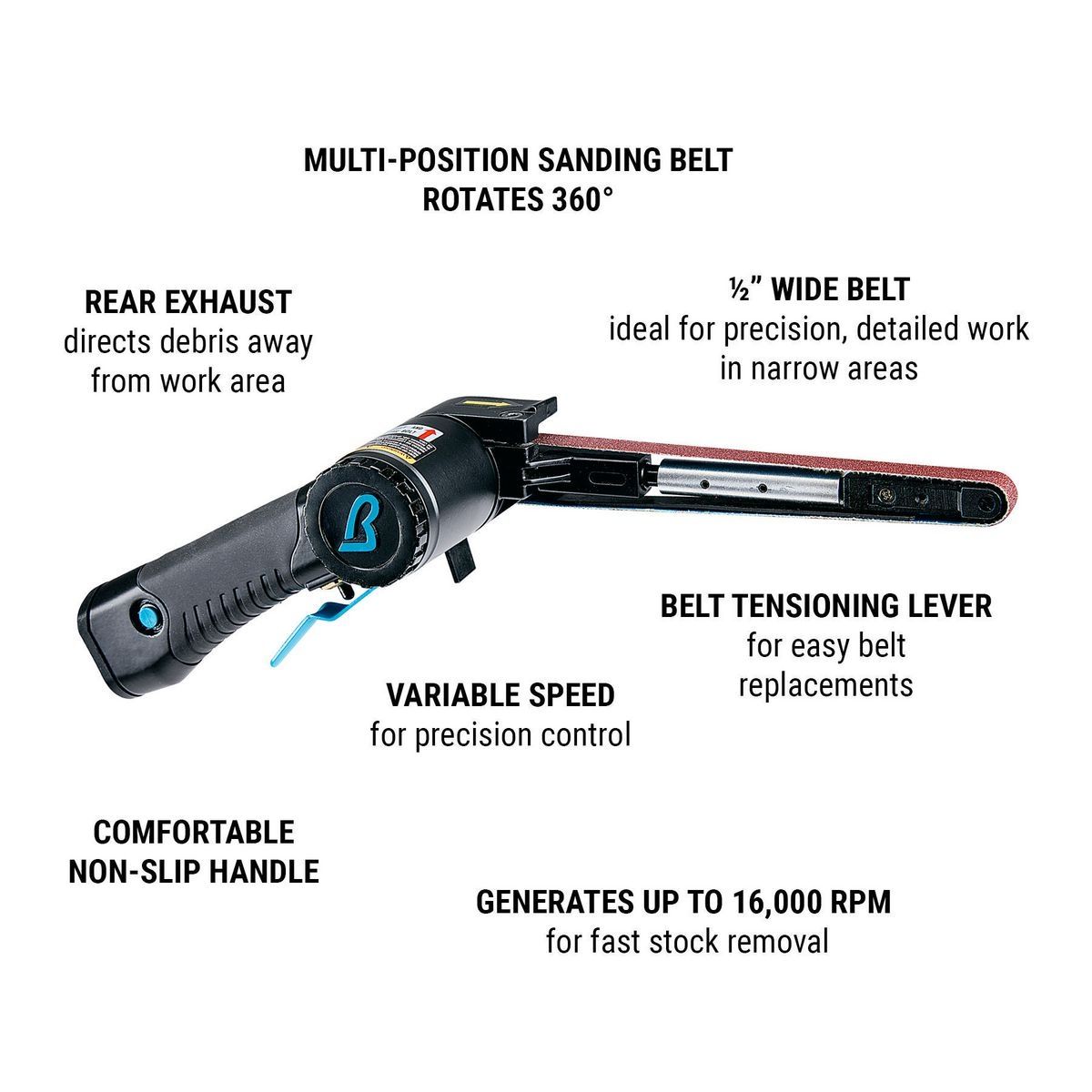 BAXTER 1/2 in.  x 18 in.  Professional Belt Air Sander