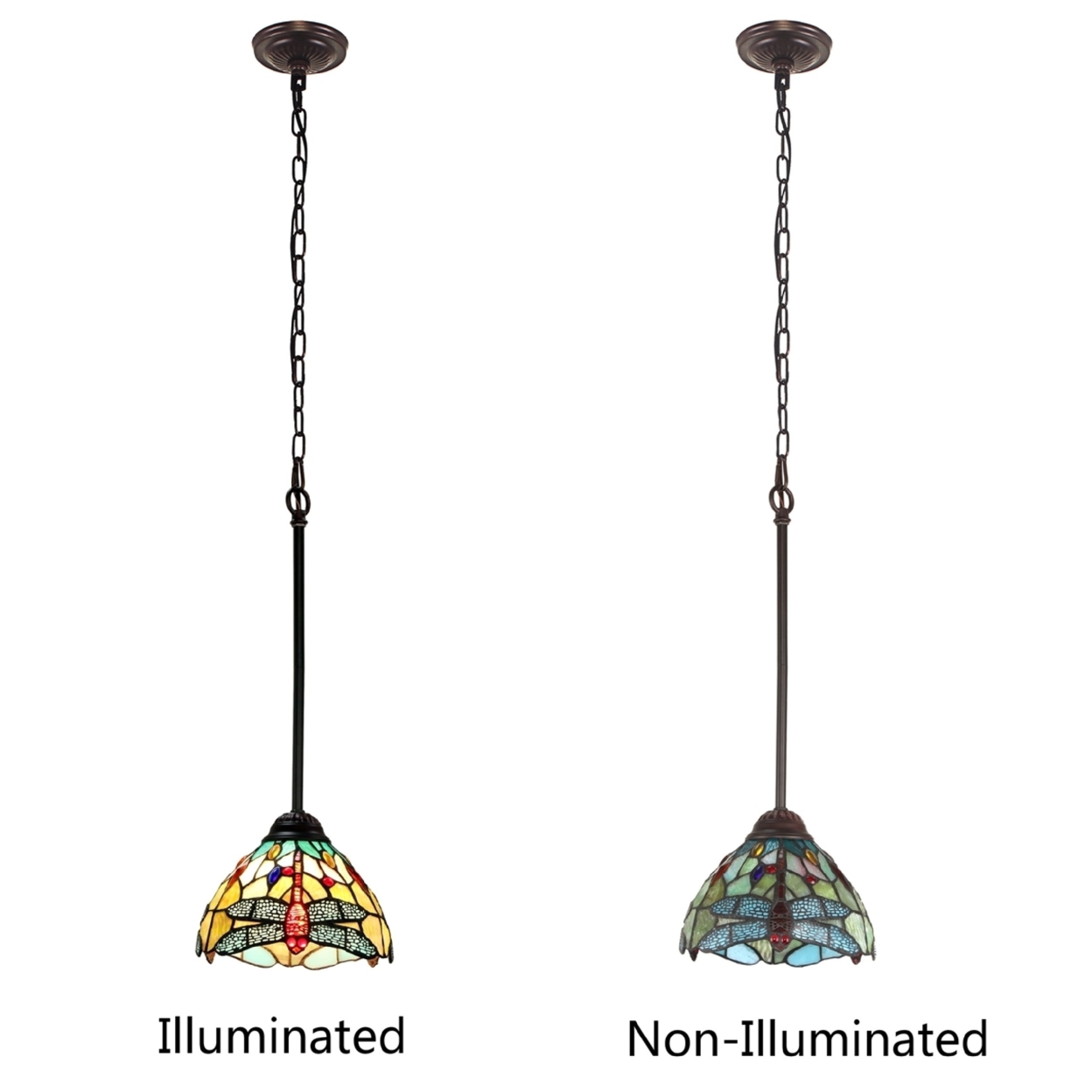 CHLOE Lighting EMPRESS Tiffany-style Dark Bronze 1 Light Mini Pendant 8" Wide