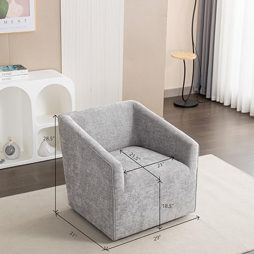 360 Swivel Accent Barrel Chair with Storage Ottoman & Headrest