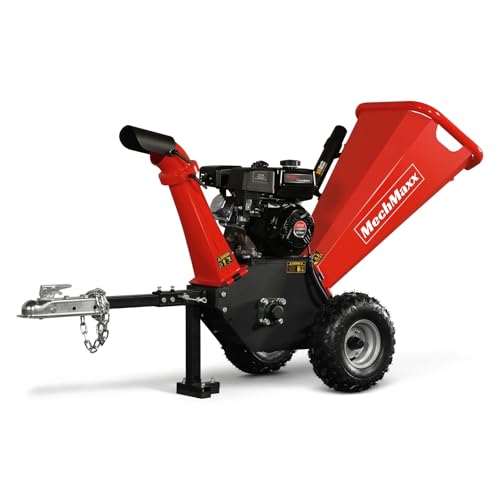 4'' Inch 212CC 7HP Gas Powered Wood Chipper Leaf Branch Shredder Mulcher with Towbar, Emergency Stop Button, Model GS650