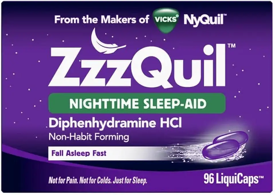 ZzzQuil Vicks Nighttime Sleep Supplement LiquiCaps, 96 ct 96 Count (Pack of 1) - Kansas Nuitrition - HNZSDS