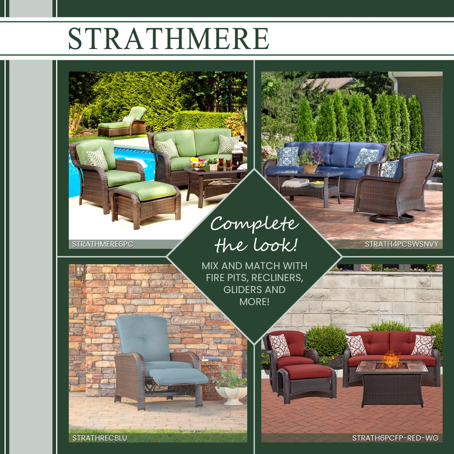 Hanover Strathmere 6-Piece Wicker Outdoor Conversation Set, Crimson Red