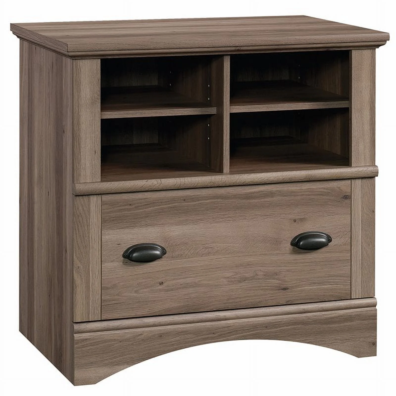 Sauder 2PC Office Set with Executive Desk and Lateral File Cabinet in Salt Oak