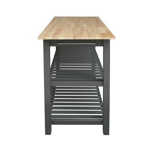 Casual Home Kitchen Island with Solid American Hardwood Top, Natural/White, 40" W (373-91)