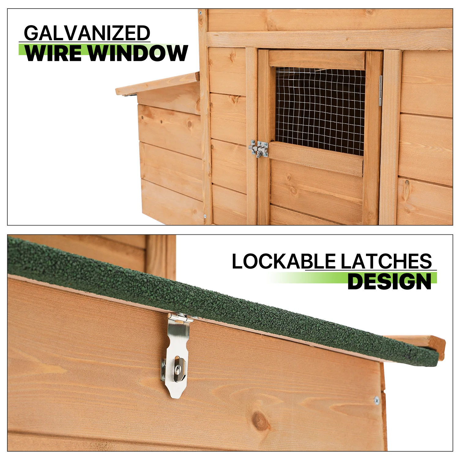 Magshion Outdoor Chicken Coop with Nesting Box, 80 inch Wooden Rabbit Hutch Poultry House with Run Cage