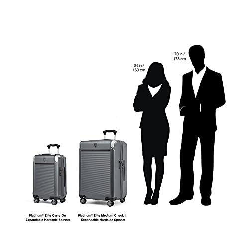 Travelpro Platinum Elite Hardside Expandable Carry on Luggage, 8 Wheel Spinner, TSA Lock, Hard Shell Polycarbonate Suitcase, Metallic Sand