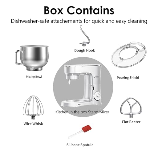 Kitchen in the Box Stand Mixer, 900W 8.5 QT Kitchen Electric Mixer, 10-Speed Large Capacity Tilt-head Food Mixer with Dough Hook, Wire Whip