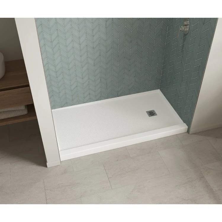 Shower Base B3 Alcove Stabili-T Square Drain White 60 x 34 Inch Acrylic Left Hand
