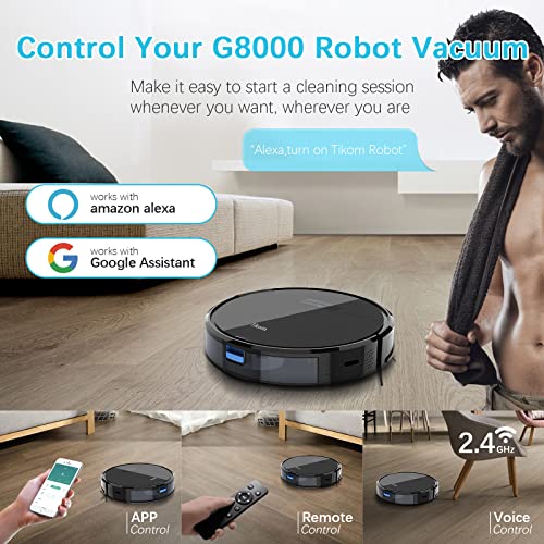Tikom Robot Vacuum and Mop, G8000 Robot Vacuum Cleaner, 2700Pa Strong Suction, Self-Charging, Good for Hard Floors
