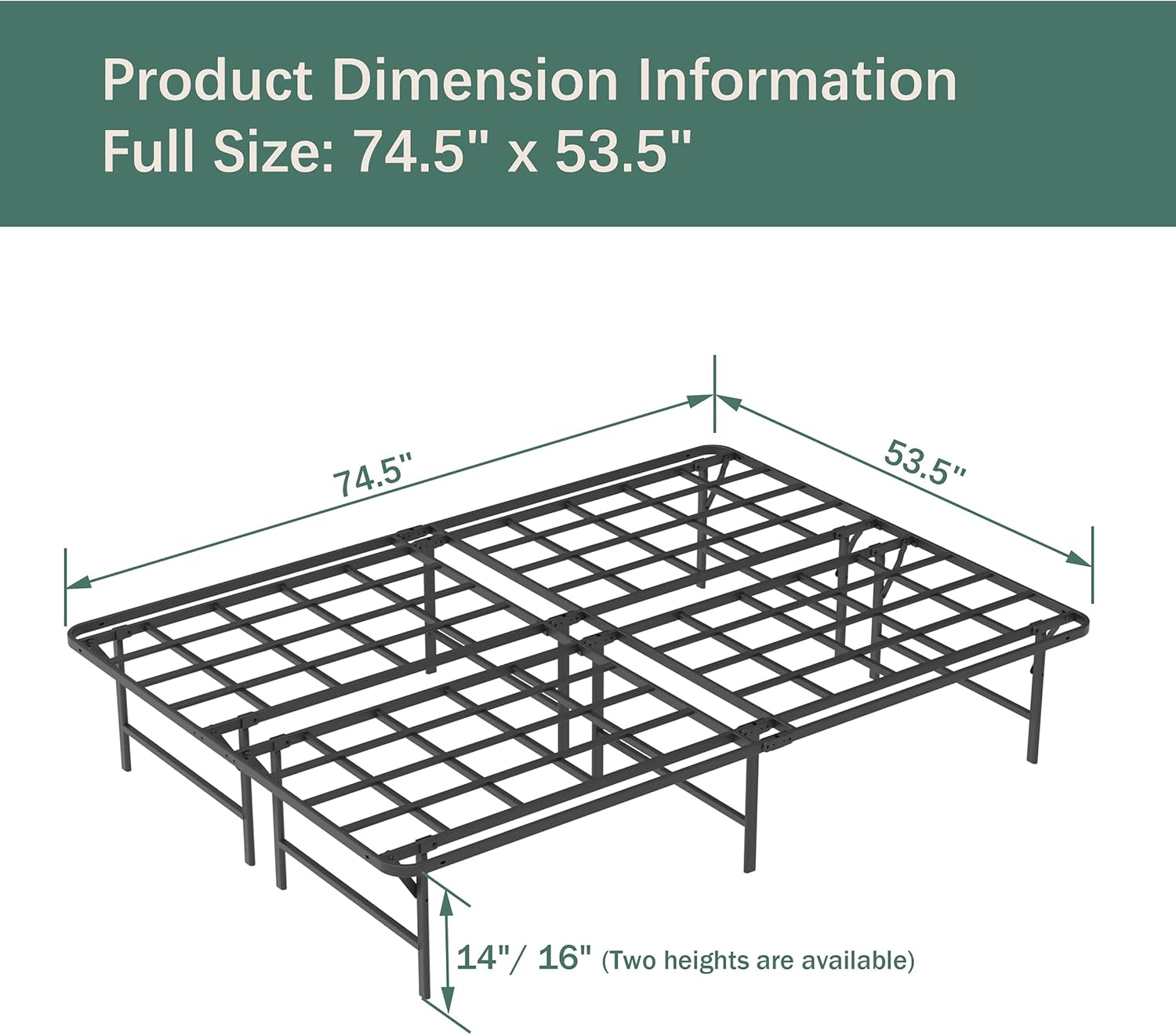 ZIYOO 16 Inch California King Platform Bed Frame Base, Mattress Foundation, Box Spring Replacement, Quiet Noise-Free