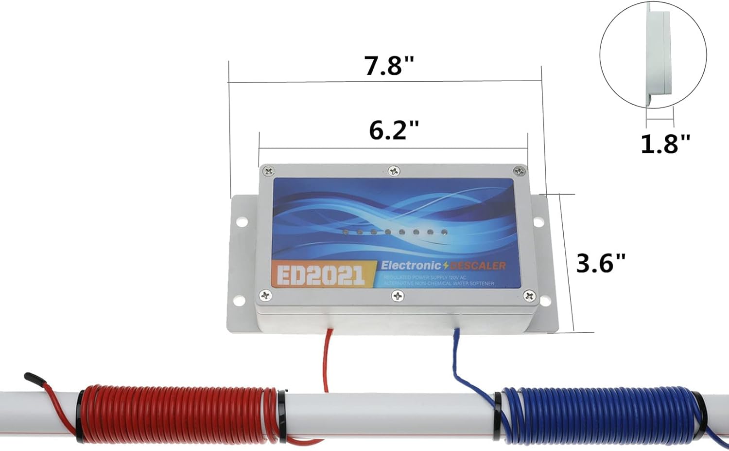 Timilge Electronic Water Descaler System Alternative Salt Free Water Softener for Whole House Reduces Limescale Prevent Deposits Build-up Hard Water