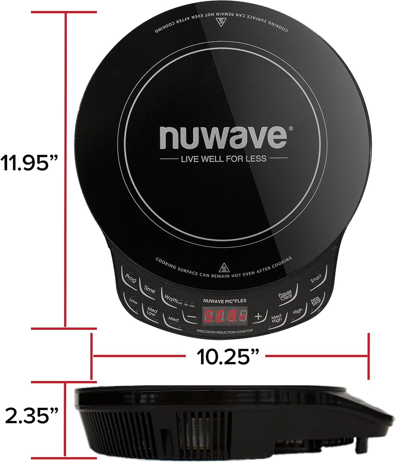 Nuwave Flex Precision Induction Cooktop, 10.25” Shatter-Proof Ceramic Glass, 6.5” Heating Coil, 45 Temps 100°F to 500°F