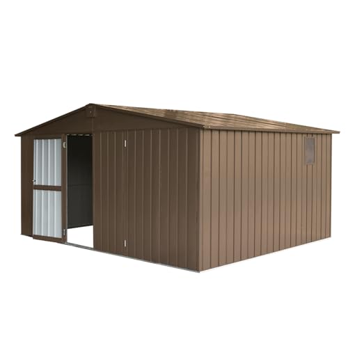 6x4 ft Small Outdoor Metal Storage Shed with Floor Frame & Lockable Door, Heightened Entry Garden Tool Shed for Backyard, Durable Galvanized Steel