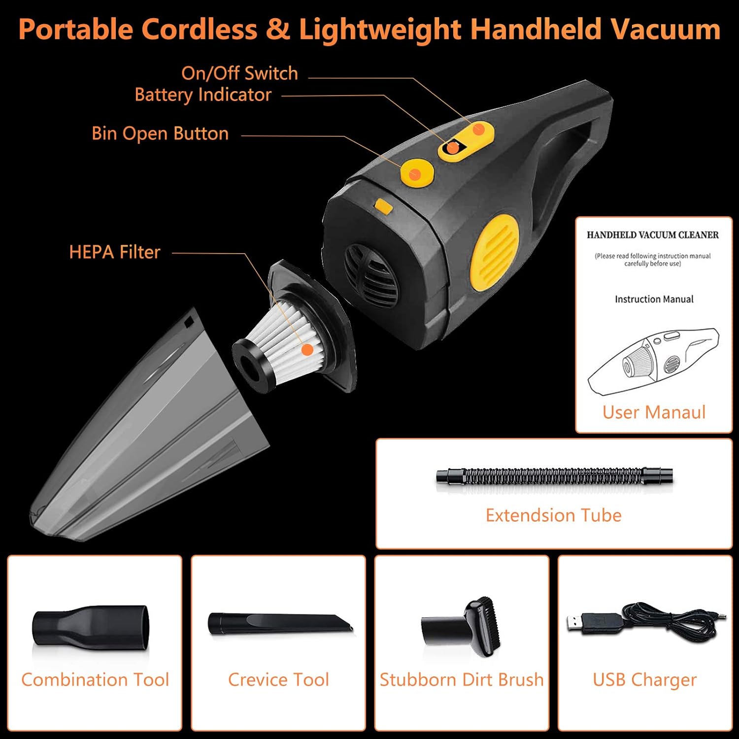 Portable Cordless Handheld Vacuum Cleaner, Benefast 150W High Power, 8000PA Strong Suction, Wet & Dry Use, 2 Modes for House, Car
