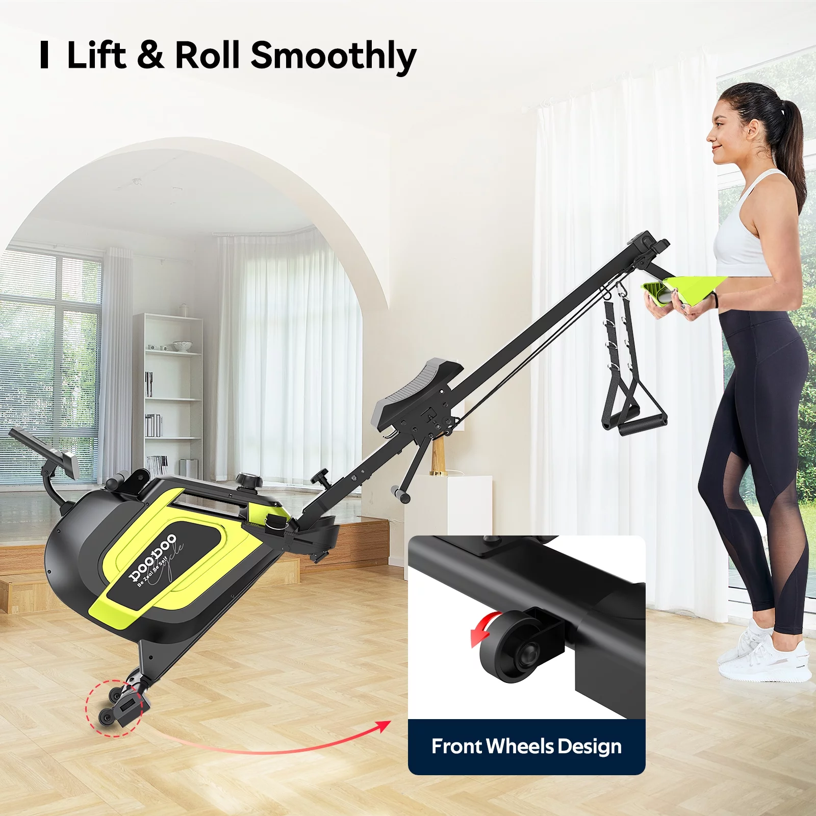 pooboo Rowing Machine Bluetooth 14 Levels Max 350 LBS Magnetic Rower with LCD Monitor, Tablet Holder, Upgraded Rowing Machines for Home use