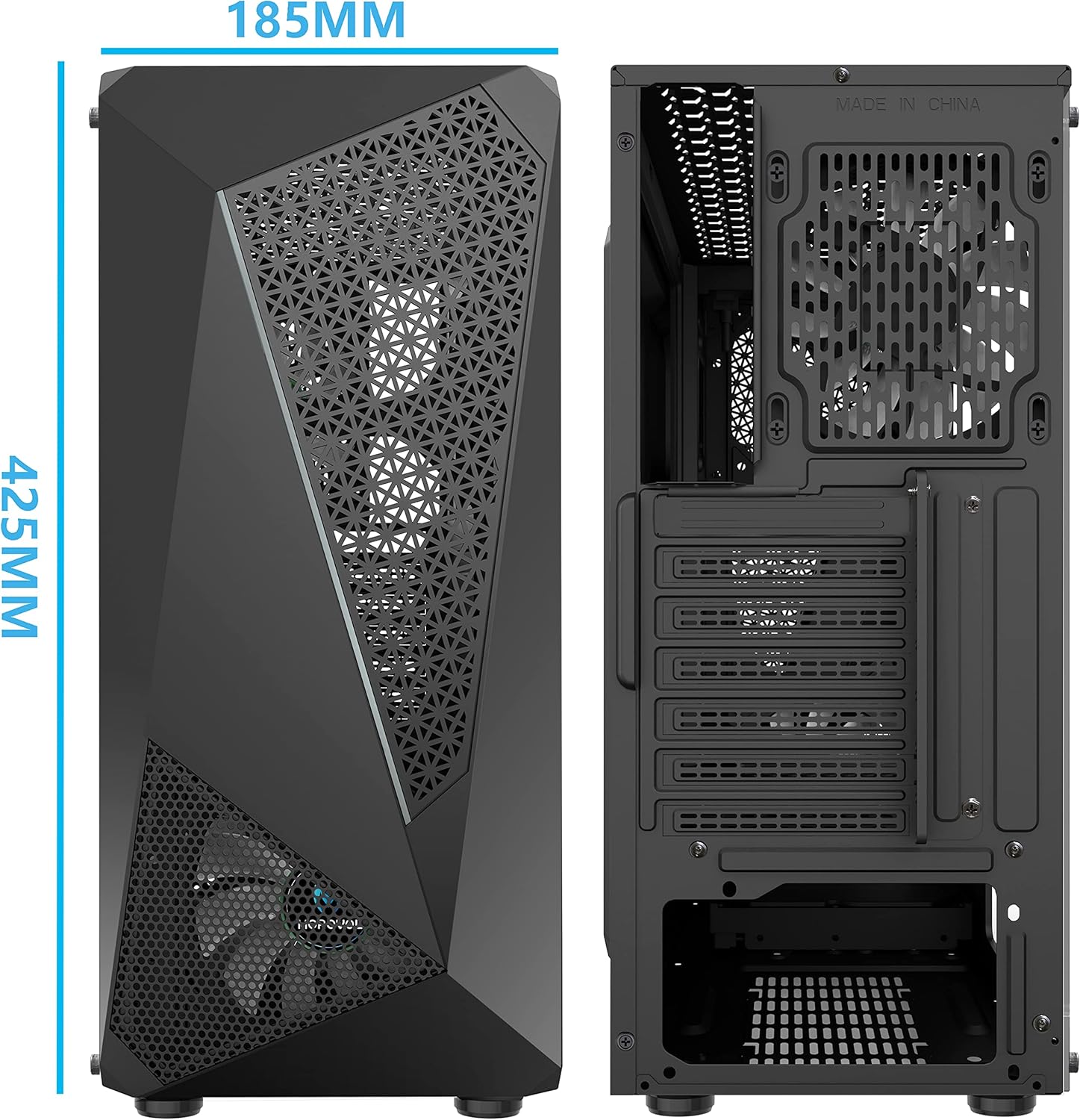MOROVOL PC Case with LED Light Strip, ATX PC Case Designed with Irregular Front Panel Mid Tower Computer Case