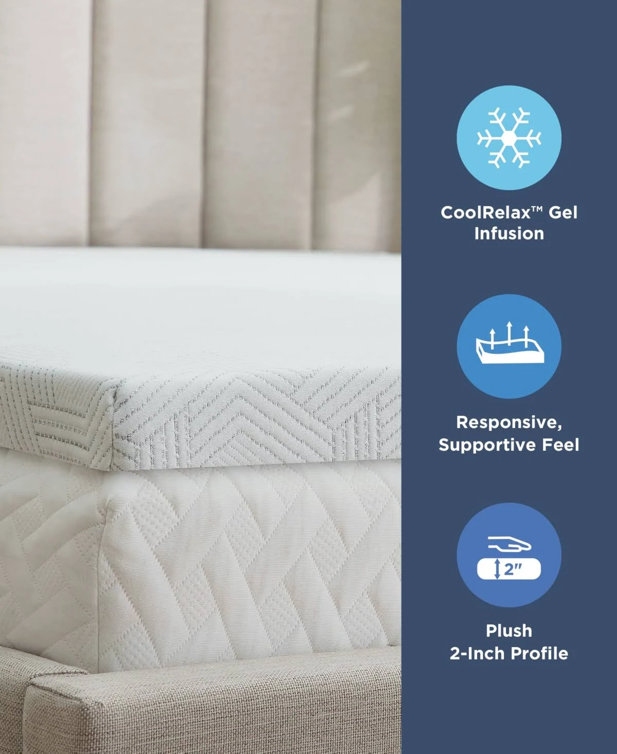 Dr. oz Good Life Sleep All Day 2x22 Fast Response Memory Foam Topper, California King - White