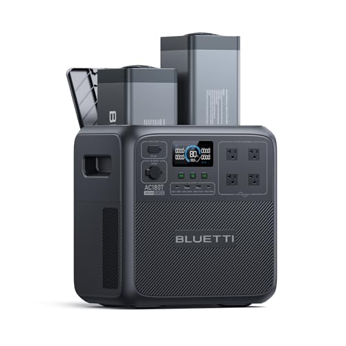 BLUETTI Solar Generator AC180, 1152Wh LiFePO4 Battery Backup w/ 4 1800W (2700W peak) AC Outlets, 0-80% in 45Min, for Camping, Off-grid, Power Outage