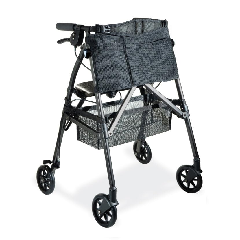 Stander Wonder Rollator Plus Short, Lightweight Junior Folding Walker for Seniors and Adults, Travel EZ Fold-N-Go Rollator