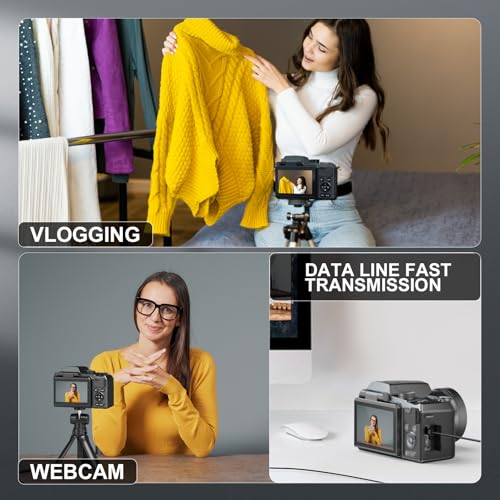 64MP Professional Digital Camera for Photography Autofocus, 5K Vlogging Camera for YouTube