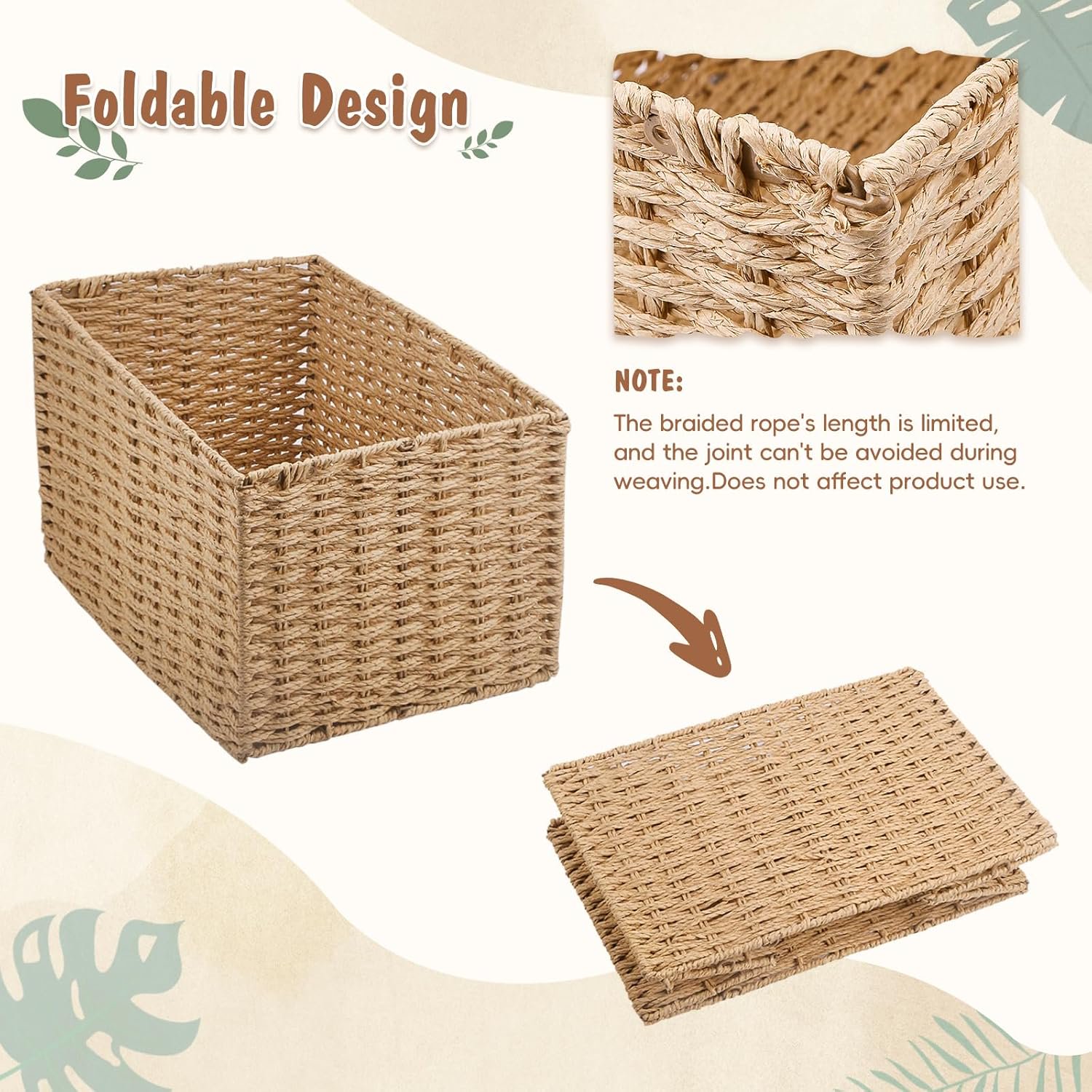 Wooden Woven Baby Shower Crate – Foldable Storage Basket with Handles, Handwoven Gift Box for Baby Shower &amp; Newborn Essentials