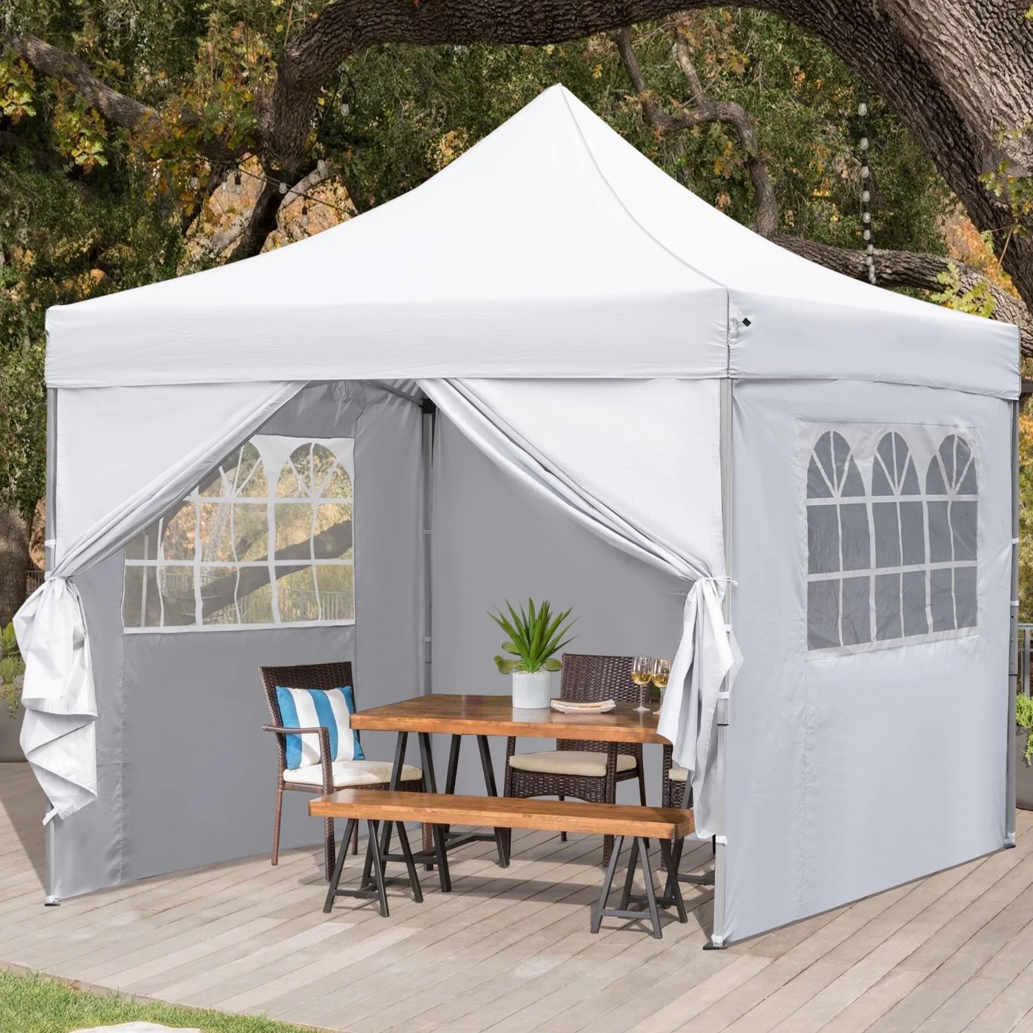 Outdoor Basic 10' x 10' Pop up Canopy Tent with 4 Side Panels Outside Canopy