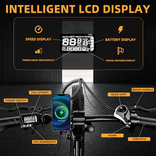 1000W Folding Electric Bike, 48V 20AH Large Removable Battery E Bike, 30+MPH, 80 Miles Max Range, 20" Fat Tire Electric Bike for Adults