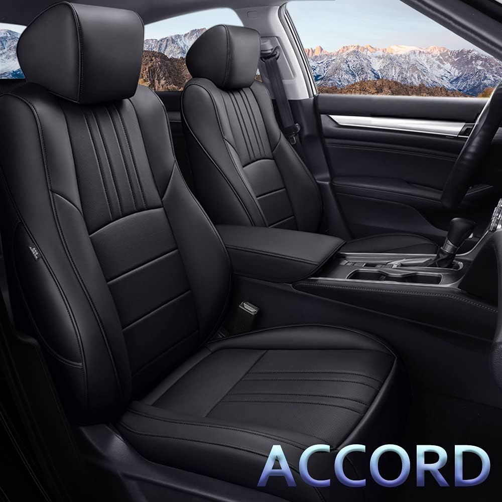 Custom Fit Car Seat Covers for Honda Accord 2018 2019 2020 2021 Full Set Faux Leather Waterproof Seat Cover Vehicle Protection Compatible Airbag