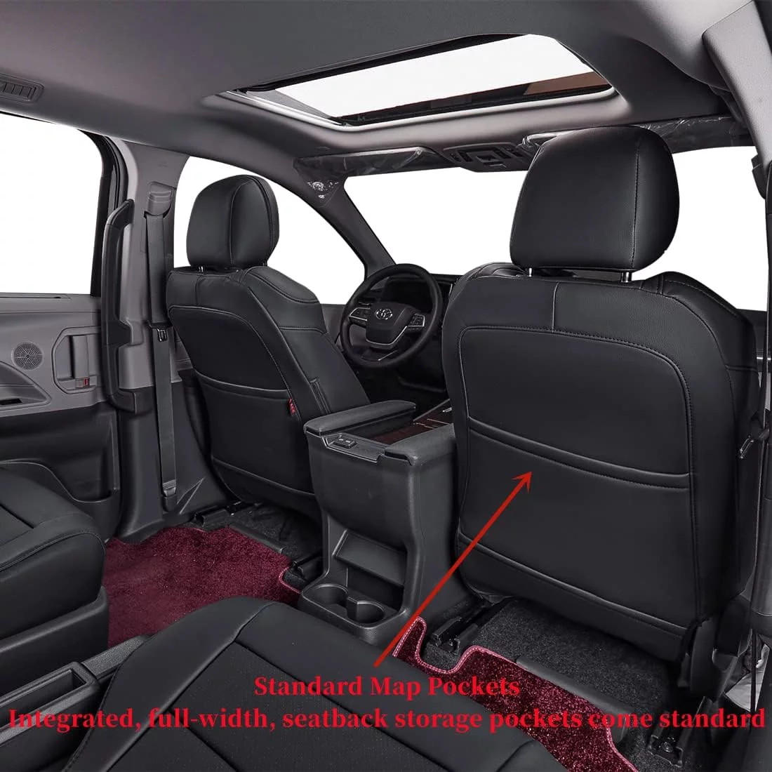 Coverdream Custom Fit Sienna Seat Covers for Toyota Sienna LE & XLE(8 Seats) 2021 2022 2023 - Three Row