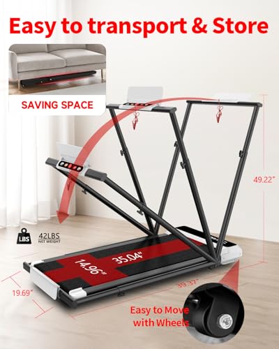 Walking Pad with Handle Bar,5% Manual Incline Walking Treadmill for Home Office,2.5HP Super Quiet Foldable Treadmills with Handrails