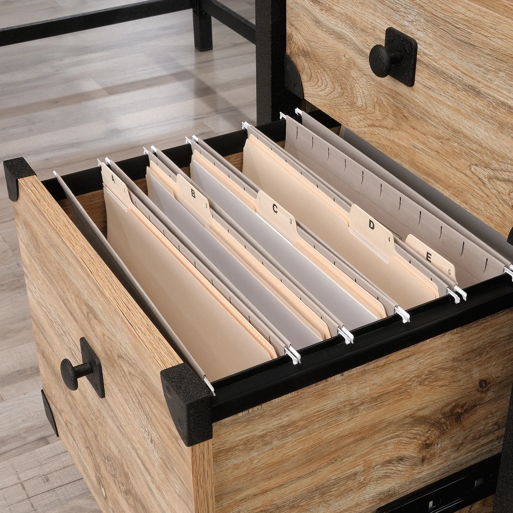 Sauder Steel River L-Desk, Milled Mesquite Finish