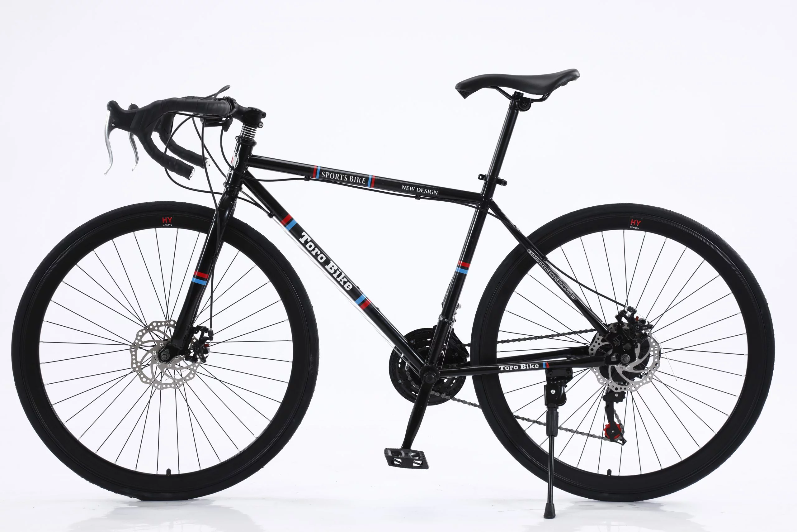 Eactive Mens Road/Highway Bike, 29-Inch Wheels, Aluminum Frame, Twist Shifters, 24-Speed, Front and Rear Disc Brakes (Black) - Radiant Selections