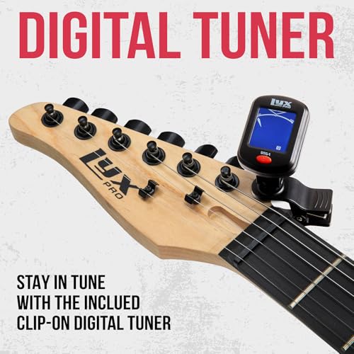 LyxPro 36 Inch Electric Guitar and Kit for Kids with 3/4 Size Beginner’s Guitar, Amp, Six Strings, Two Picks, Shoulder Strap, Digital Clip On Tuner
