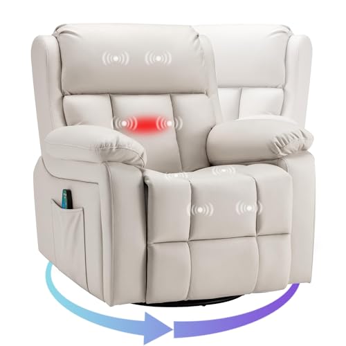 GYUTEI Massage Recliner Chair with Heated, 360 Degree Swivel Rocking Recliner Chair for Adults