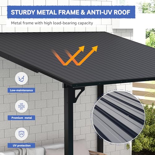SUNSITT 8&rsquo; x 10&rsquo; Gazebo, Outdoor Lean to Gazebo Pergola w/Drainage Holes