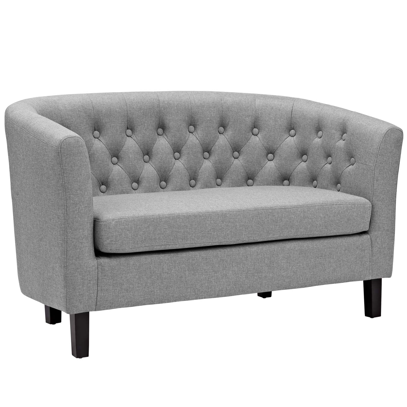 Modway Prospect 3 Piece Upholstered Fabric Loveseat and Armchair Set in Light Gray
