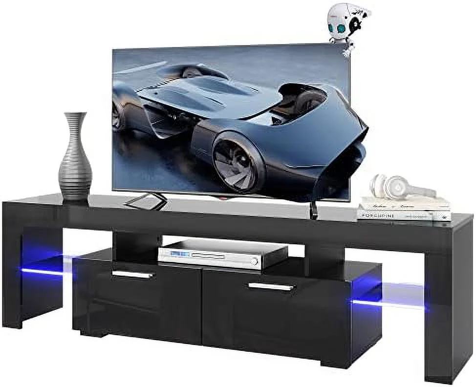 TQJKLFDY Modern LED TV Stand with  and LED Lights for 55/65/70/75 inch TV  White TV Console Table with High Glossy Entertainment Center for Gaming
